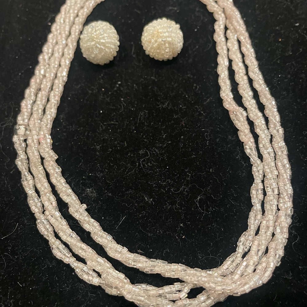 Stunning Pearl Beaded Necklace and Earring Set